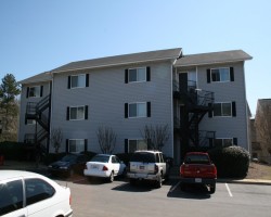 Exterior view of one of three buildings